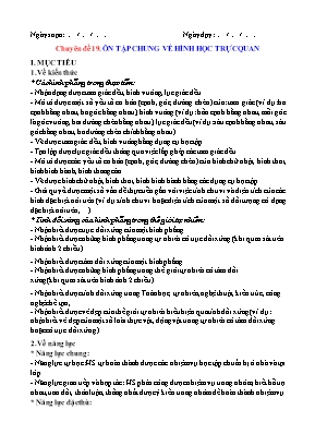 Giáo án dạy thêm Toán Lớp 6 (Sách Kết nối tri thức) - Chuyên đề 19 Ôn tập chung về hình học trực quan - Năm học 2022-2023